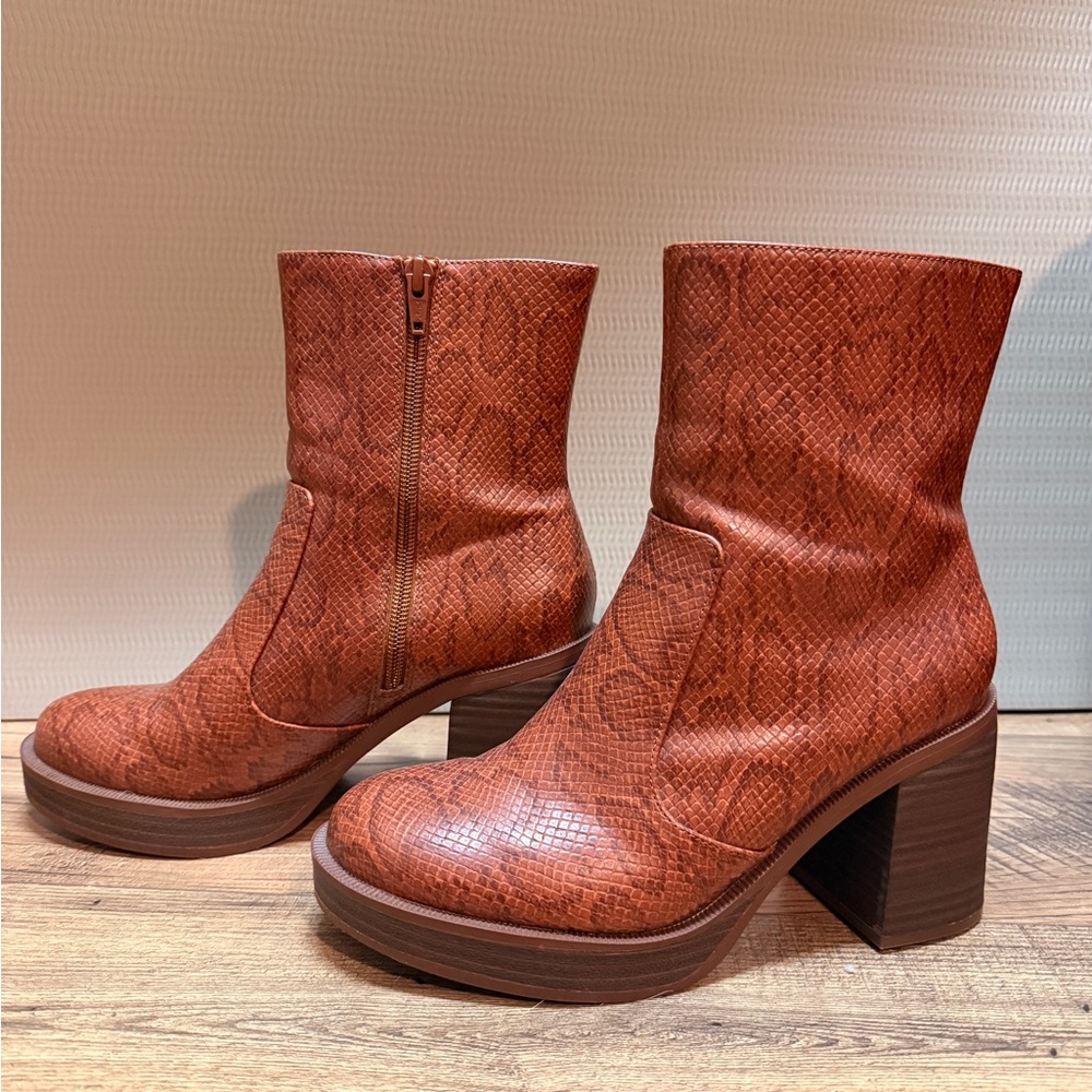Target Rust Snake Print Heeled Boots